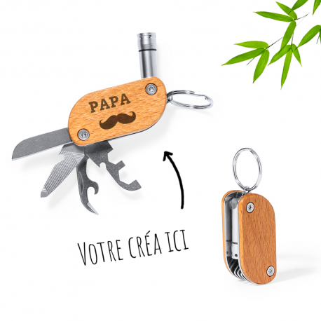 Porte-clés multifonctions personnalisé en bois