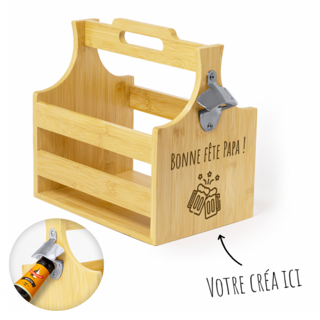 Coffret bière décapsuleur en bois personnalisé