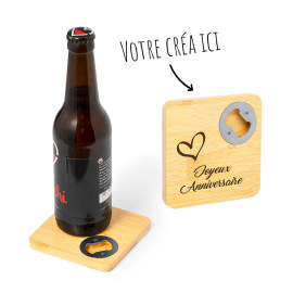 Sous Bock décapsuleur bambou personnalisé