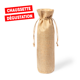 Pochette cadeau en toile de jute pour bouteille 75cl