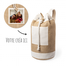 Sac Baluchon en toile de jute personnalisé