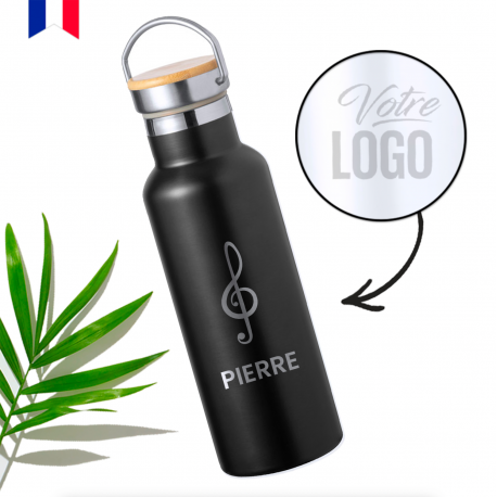 Bouteille isotherme AVENTURE blanche 500ml personnalisable