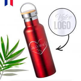 Bouteille isotherme AVENTURE rouge 500ml personnalisable