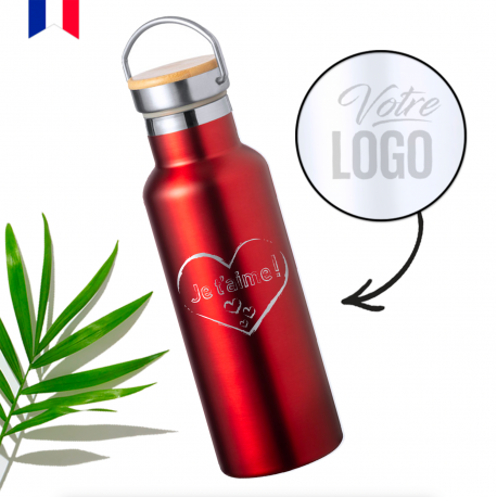 Bouteille isotherme AVENTURE rouge 500ml personnalisable