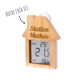 Station météo en bambou personnalisée