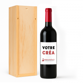 Coffret bois avec 1 bouteille Bordeaux Rouge 2020