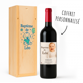Coffret bois avec 1 bouteille Bordeaux Rouge 2020