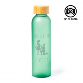Bouteille en verre givré VERTE 500ml personnalisable