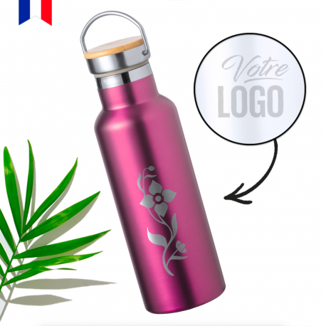 Bouteille isotherme AVENTURE rouge 500ml personnalisable