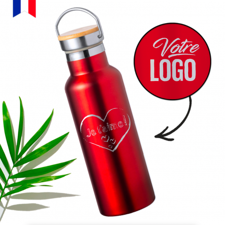 Bouteille isotherme AVENTURE rouge 500ml personnalisable