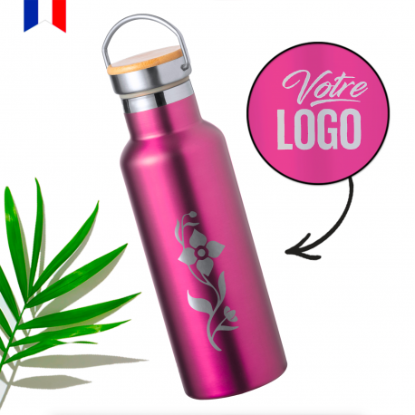 Bouteille isotherme AVENTURE rouge 500ml personnalisable