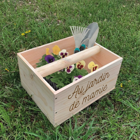 Caisse bois rangement avec poignet