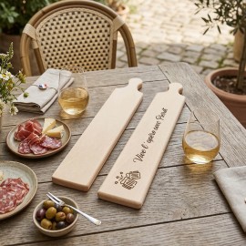 Planche &agrave; d&eacute;couper LONGUE en H&ecirc;tre personnalis&eacute;e