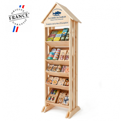 Présentoir bois cabane 48 bouteilles personnalisé