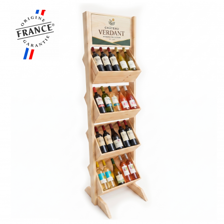 Présentoir bois 48 bouteilles personnalisé