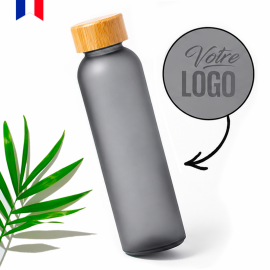 Bouteille en verre givré GRISE 500ml personnalisable