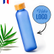Bouteille en verre givré BLEUE 500ml personnalisable