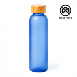 Bouteille en verre givr&eacute; BLEUE 500ml personnalisable