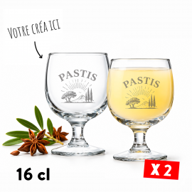 Verre à pastis 16cl (Lot de 2) personnalisé