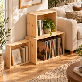 Caisse bois vin 3 bouteilles rangement d&eacute;coration