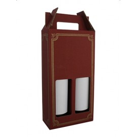 Coffret carton portable 2 Bouteilles lie de vin