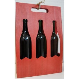 Portable bois 3 bouteilles lie de vin