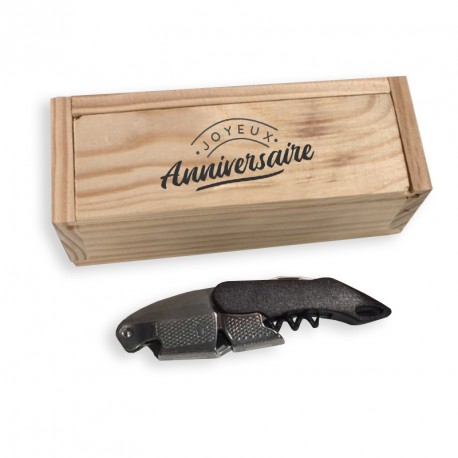 Coffret Tire bouchon bois gravé personnalisé 13x6 cm