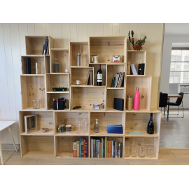 Kit Bibliothèque 22 Caisses bois pour rangement décoration