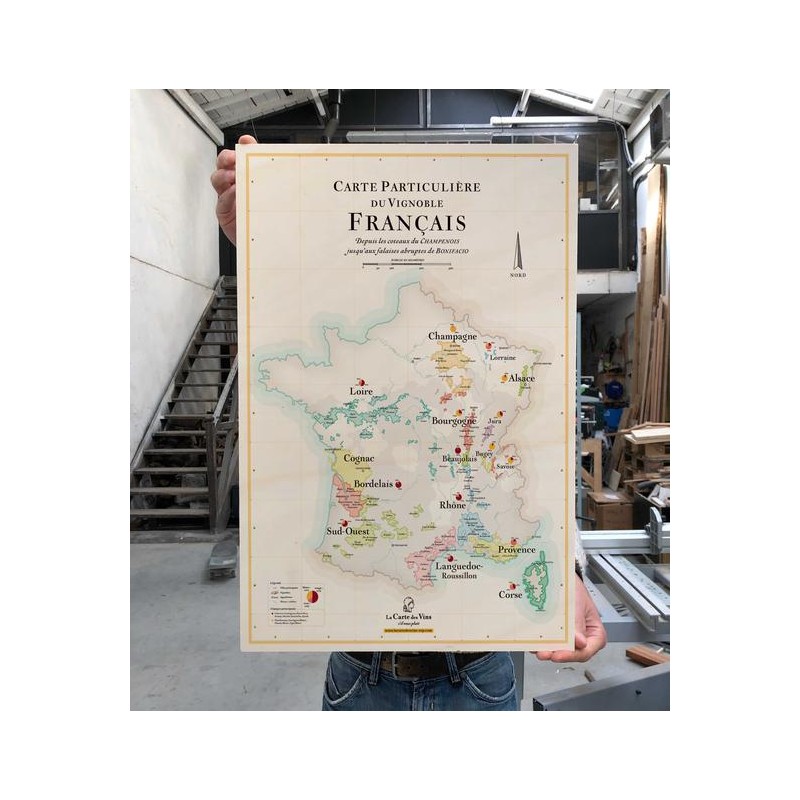 Carte Du Vignoble Francais Sur Bois Mabouteille