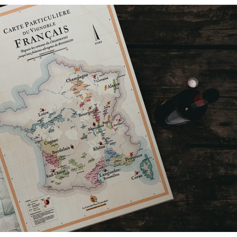 Carte Du Vignoble Francais Sur Bois Mabouteille