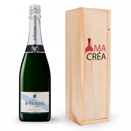 Champagne De Venoge brut avec caisse bois personnalisée