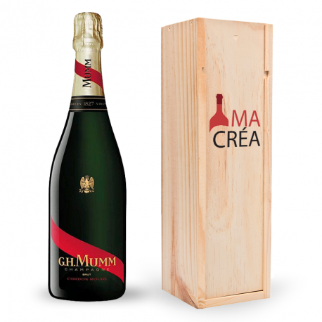 Champagne Cordon Rouge brut Mumm avec caisse bois personnalisée