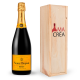 Champagne brut Veuve Clicquot avec caisse bois personnalisée