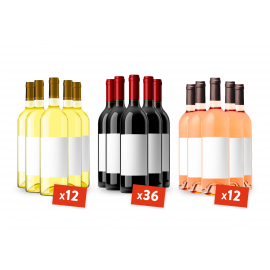 Lot de 60 bouteilles Bordeaux Rouge-Blanc-Rosé