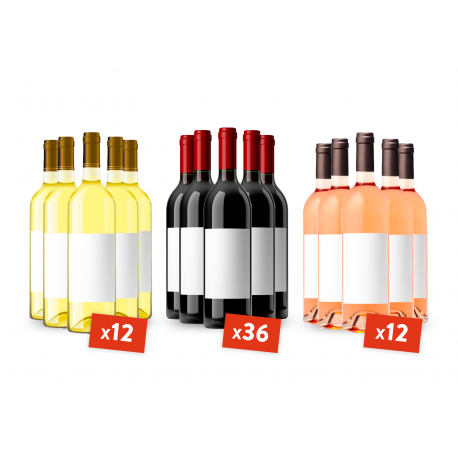 Coffret 60 bouteilles Bordeaux Rouge-Blanc-Rosé