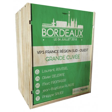 Caisse Bois 3 Bouteilles Bordeaux à glissière personnalisée