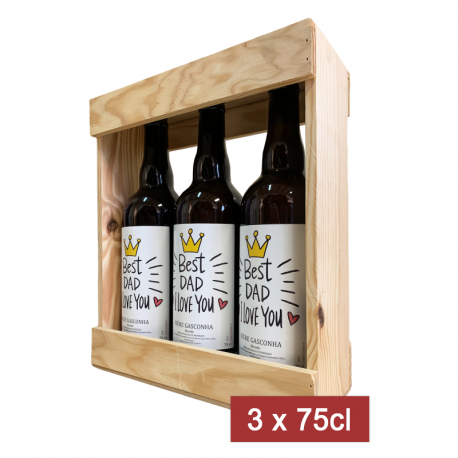 Lot de 3 Bières Blanches personnalisé avec caisse bois