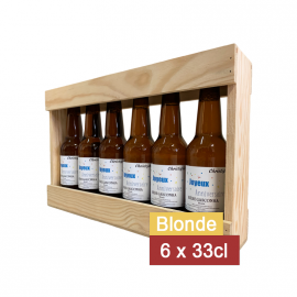 Bière 6 Gasconha Blonde 33 cL avec caisse bois