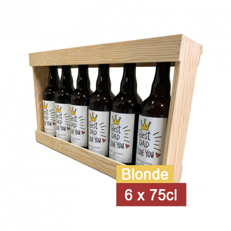 Lot de 6 Bières Blondes personnalisé avec caisse bois
