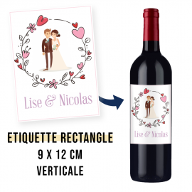 Etiquettes personnalisees bouteille vin coeur en folie