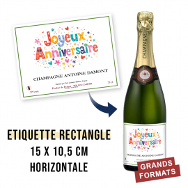 étiquette adhésive de bouteille champage, vin, personnalisée Or, argent,  blanc