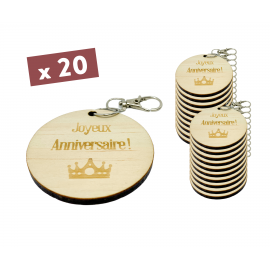 Porte-clés en bois Rond personnalisé par lot de 20