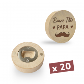 Magnets en bois décapsuleurs personnalisés par 20