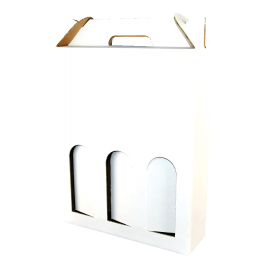 Coffret carton portable 3 Bouteilles blanc