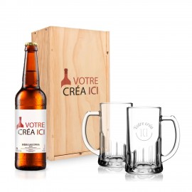 Caisse Bois 2 Bouteilles Champagne à glissière