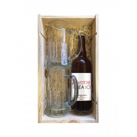 Caisse Bois 2 Bouteilles Champagne à glissière