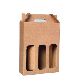 Coffret carton portable 3 Bouteilles kraft