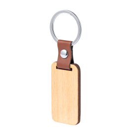 Porte-clés bois et cuir design neutre