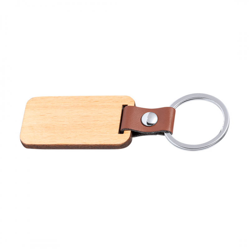 Porte-clé en bois avec lanière ethnique personnalisée rétro, avec
