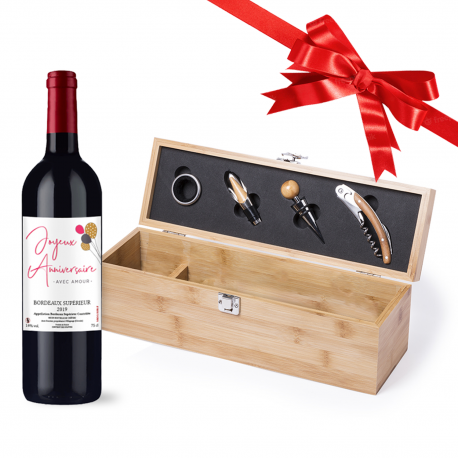 Coffret cadeau vin Noël : 2 bouteilles prestige en coffret bois Noël